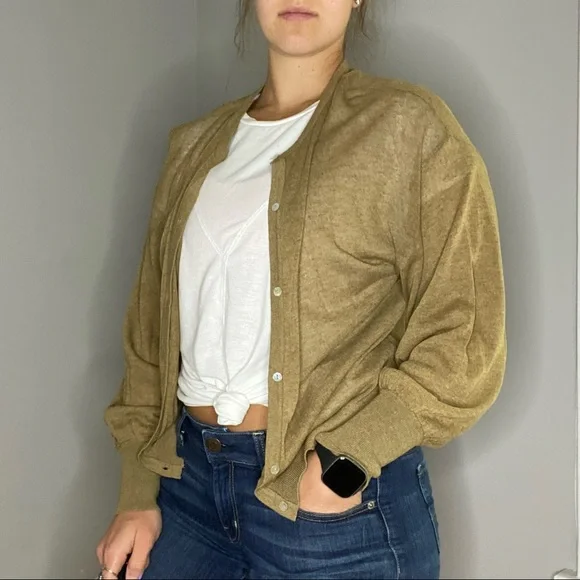 Zara Linen Blend Button Down Lightweight Cardigan Size Small - Picture 2 of 15